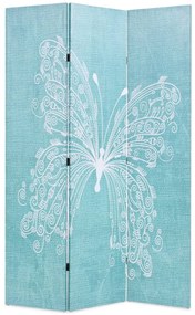 245885 vidaXL Biombo dobrável com estampa de borboleta azul 120x170 cm