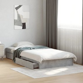 vidaXL Estrutura de cama c/ gavetas derivados de madeira cinza-cimento