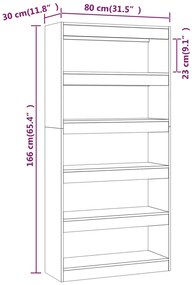Estante/divisória 80x30x166 cm derivados de madeira branco