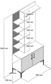 Hall Stand Viyana D – Nogueira Travertino – 90x200x35 cm