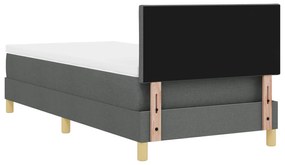 Cama Box Spring com Colchão &amp; LED Cinza Escuro 90x200 cm Tecido