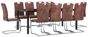 vidaXL 11 pcs conjunto de jantar camurça artificial castanho