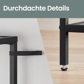 Estante de 4 níveis multifuncional em metal e vidro temperado 30 x 40 x 95 cm preto