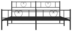 Estrutura de cama com cabeceira e pés 183x213 cm metal preto
