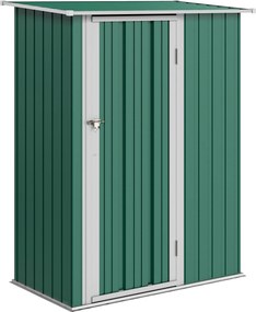 Outsunny Abrigo de Jardim 142x84x189cm Abrigo de Jardim de Aço Galvanizado com Porta Fechadura e Orifícios de Drenagem Verde | Aosom Portugal