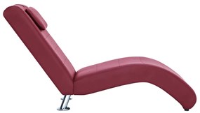 Chaise longue com almofada couro artificial vermelho tinto