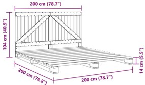 Estrutura de cama com cabeceira 200x200 cm pinho maciço