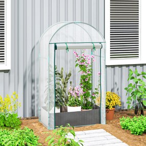 Mini estufa de jardim 89 x 50 x 152 cm para varanda com saco de plantio e cobertura de plástico reforçado, porta enrolável, transparente