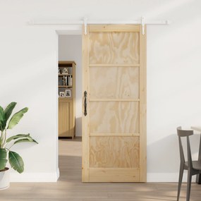 Porta Deslizante vidaXL com Conjunto de Hardware 83x202 cm Madeira Mac