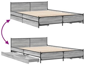 Estrutura de cama c/ gavetas derivados madeira cinza sonoma