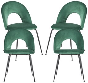 Pack 4 Cadeiras Dawa Black Veludo - Verde