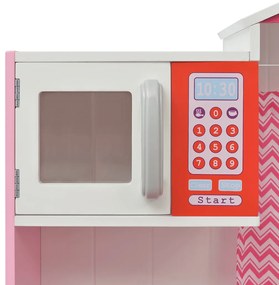 Cozinha de brincar, madeira, 82x30x100cm, rosa e branco