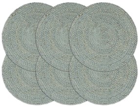 vidaXL Individuais mesa 6 pcs juta liso 38 cm redondo verde azeitona