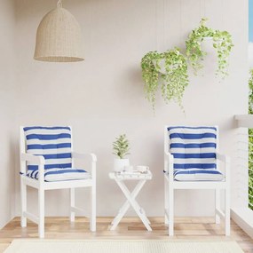 vidaXL Almofadões cadeira encosto baixo 2pcs tecido riscas azul/branco
