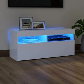 vidaXL Móvel de TV com luzes LED 90x35x40 cm branco