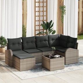 Conjunto de Sofá de Jardim vidaXL 6 Peças com Almofadas Rattan Poliést