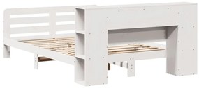 Cama sem colchão 160x200 cm madeira de pinho maciça branco