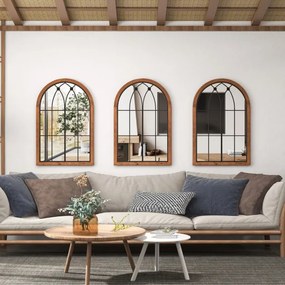 Espelho com Acabamento de Janela em Arco Espelho Decorativo de Parede com Placa Traseira 60 x 90cm Natural