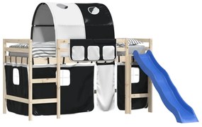 Cortinas para cama elevada com túnel poliéster branco e preto