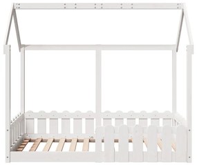 Cama infantil formato casa 80x160 cm pinho maciço branco