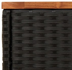 Mesa apoio jardim c/ tampo madeira 58x27,5x55 cm vime PE preto
