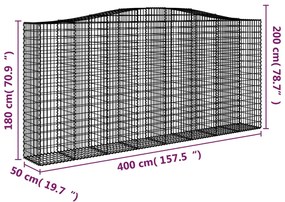 Cesto gabião arqueado 400x50x180/200 cm ferro galvanizado