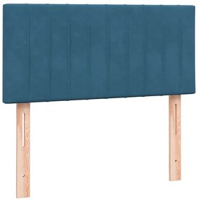 Cama com molas/colchão 90x220 cm veludo azul-escuro