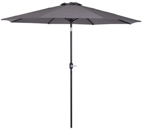 Outsunny Chapéu de Sol de Jardim Ø295x250cm com Manivela Chapéu de Sol Exterior com Mecanismo de Inclinação e Mastro Desmontável de Metal para Terraço Piscina Pátio Cinza Escuro