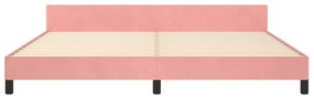 Estrutura de cama c/ cabeceira 200x200 cm veludo rosa