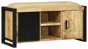 Armário Banco 100x35x50 cm Madeira Sólida de Mangueira Rugosa