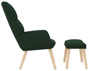 Cadeira de descanso com banco tecido verde-escuro