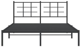 Estrutura de cama em metal com cabeceira 150x200 cm preto