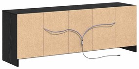 Armário de TV com LED em carvalho preto, 139,5x34x50 cm, feito de made