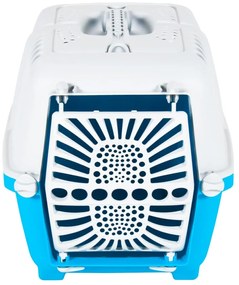 Transportadora 55x36x36 cm polipropileno branco e azul