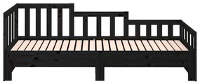 Estrutura sofá-cama de puxar 2x(90x190) cm pinho maciço preto