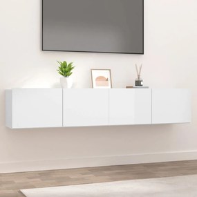 vidaXL Móveis TV 2pcs 80x30x30cm derivados de madeira branco brilhante