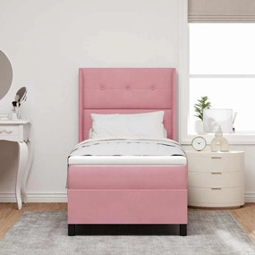 Cama Box Spring com Colchão Rosa 90x200 cm Veludo