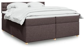 vidaXL Cama com molas/colchão 200x200 cm tecido castanho-escuro