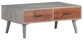 Mesa de centro 100x60x40 cm mangueira maciça áspera cinzento