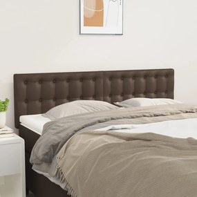 vidaXL Cabeceira de cama 2 pcs couro artificial 72x5x78/88 cm castanho