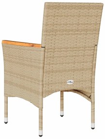 Cadeiras de jardim com almofadões 2 pcs vime PE bege