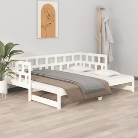 vidaXL Sofá-cama de puxar 2x(90x200) cm pinho maciço branco