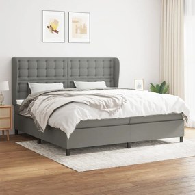 vidaXL Cama com molas/colchão 200x200 cm tecido cinzento-escuro