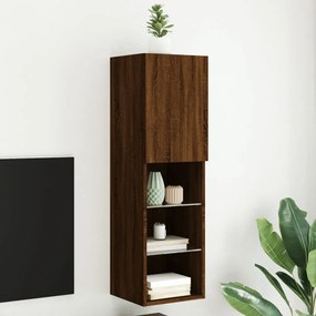 Móvel de TV com luzes LED 30,5x30x102 cm carvalho castanho