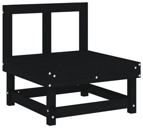 3 pcs conjunto lounge de jardim madeira de pinho maciça preto