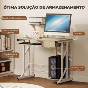 Secretária para Computador com Bandeja para Teclado e Gaveta Mesa de Estudo para Escritório 90x50x100 cm cor Carvalho