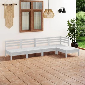 5 pcs conjunto lounge de jardim pinho maciço branco