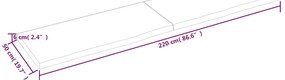 Prateleira de parede 220x50x(2-6)cm carvalho maciço não tratado