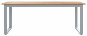 Mesa de Jantar Externa vidaXL Cinza 200x90x75 cm Aço&amp;Madeira Sólida Ac