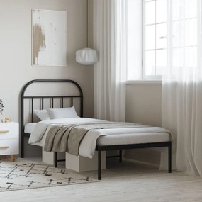 vidaXL Estrutura de cama com cabeceira 90x200 cm metal preto